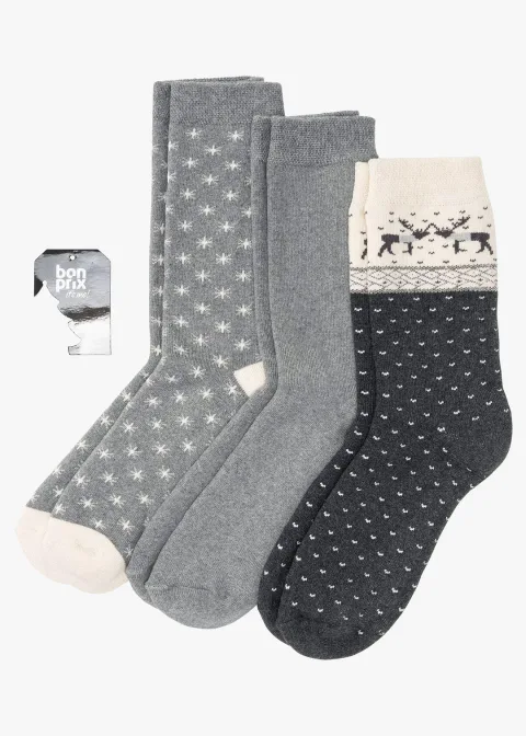 Lot de 3 paires de chaussettes thermiques en coton majoritaire