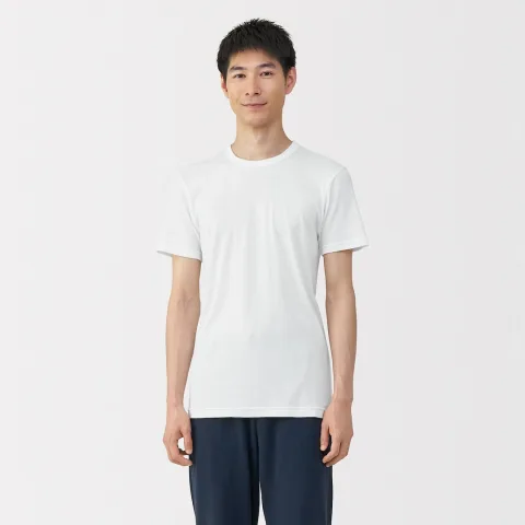 T‐shirt manches courtes col crew en coton chaud pour homme