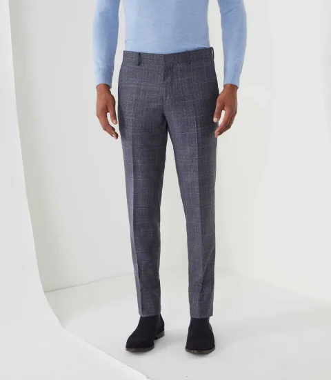 IZAC - Pantalon ville Prince de Galles marine ''Gerie''