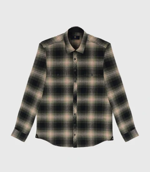 IZAC - Chemise casual à carreaux kaki JERICO