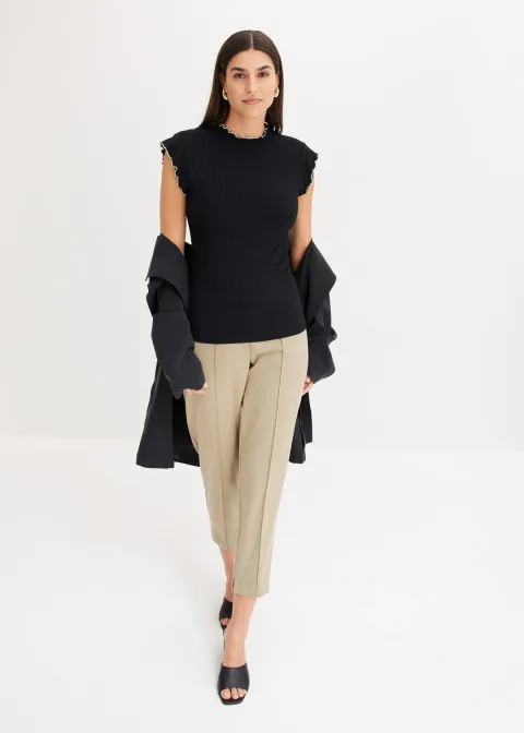 T-shirt côtelé en viscose extensible