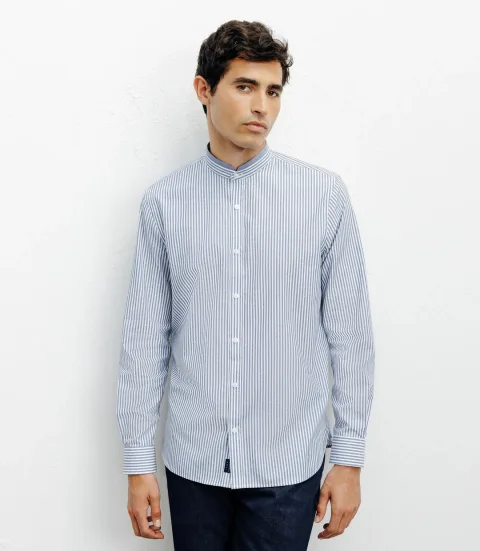 IZAC - Chemise casual col mao ciel