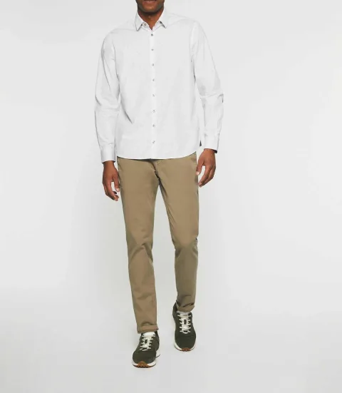 IZAC - Chemise casual imprimé blanc et kaki JULES