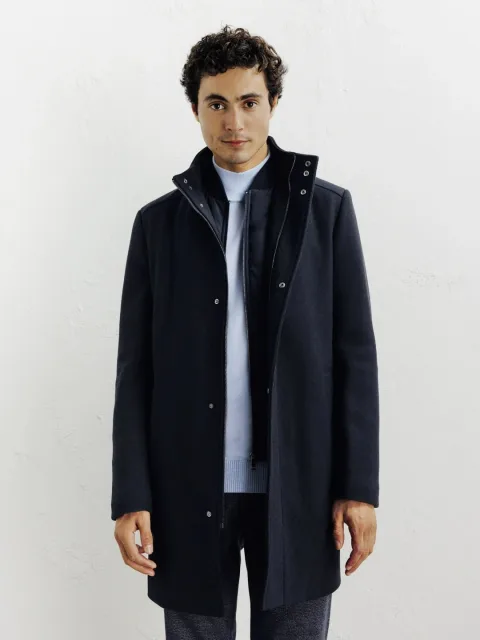 IZAC - Manteau ville en laine marine