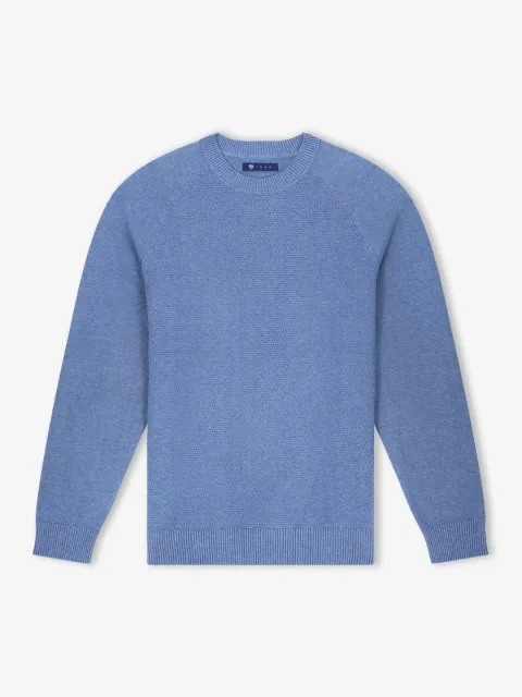 IZAC - Pull col rond jeux de point indigo