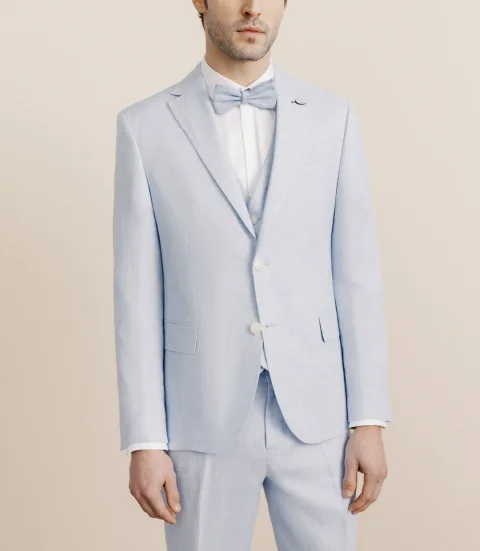 IZAC - Veste ville 100% lin séparable bleu ciel
