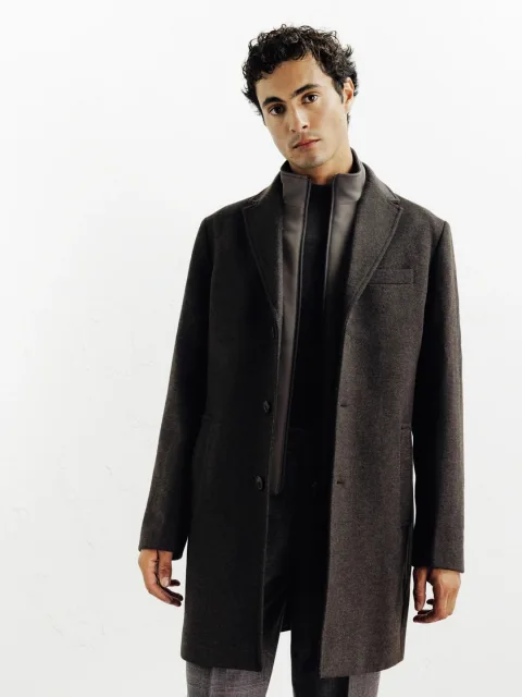 IZAC - Manteau ville à parmenture amovible marron