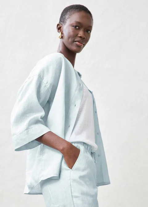 Pantalon taille élastiquée 100% lin