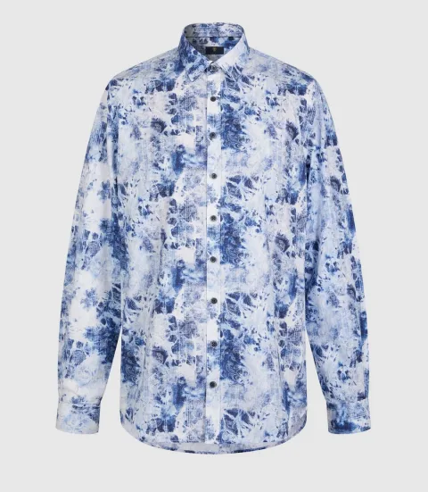 IZAC - Chemise casual à imprimé bleu ''Kalis''