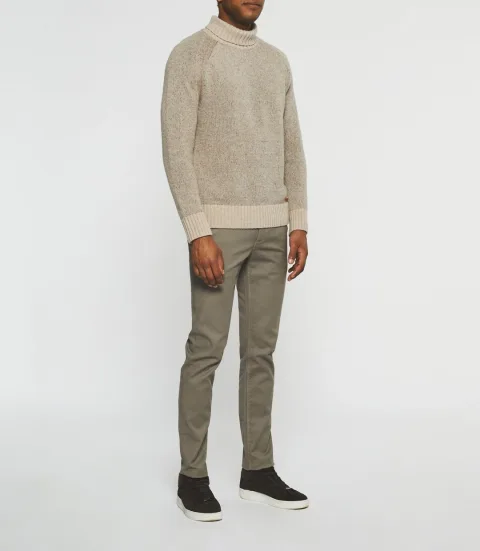 IZAC - Pull col roulé en laine beige BELMO
