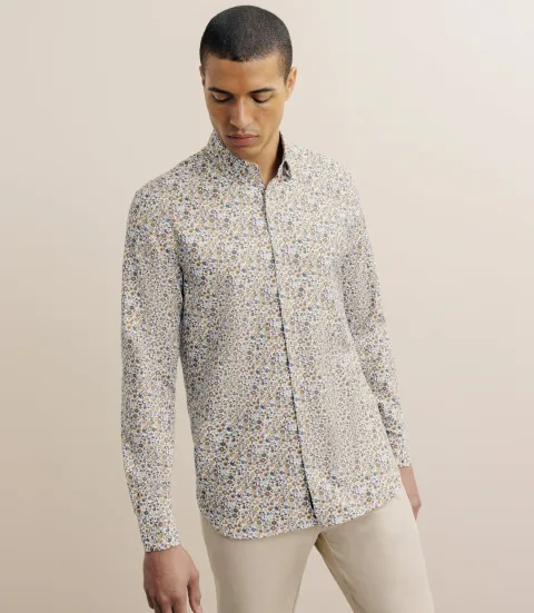 IZAC - Chemise imprimée à fleurs camel