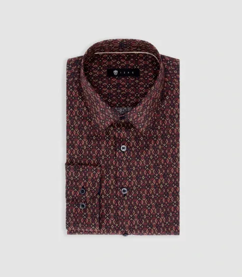 IZAC - Chemise à imprimé géométrique marine PACCO