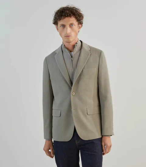 IZAC - Veste casual en tissu armuré taupe