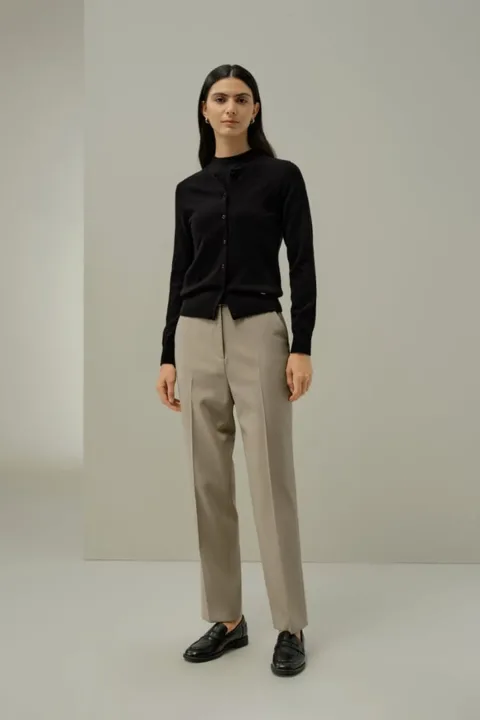 LILYSILK Cardigan Cachemire Femme Gris Moyen L | Doux & Respirant | Col Ras du Cou | Boutons Nacre