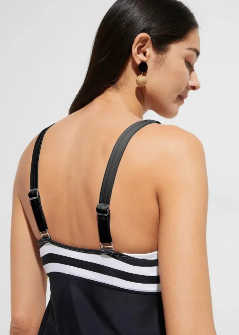 Tankini long (ens. 2 pces) avec bas de maillot taille haute