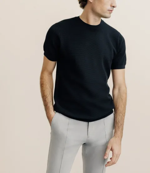 IZAC - T-shirt en maille noir