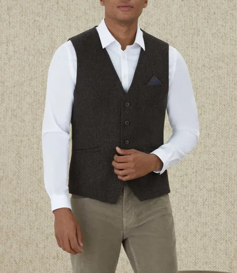 IZAC - Gilet en tweed chocolat ''Qualargo''