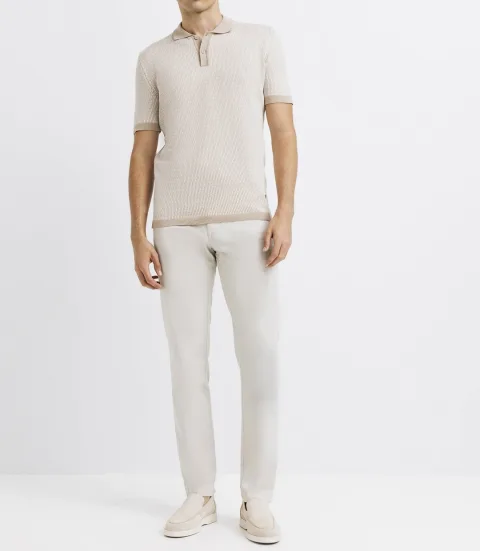 IZAC - Polo en jacquard camel