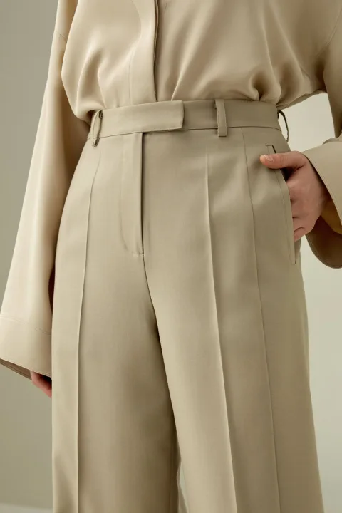 LILYSILK Pantalon Droit En Laine Et Soie Mélangée À Jambe Droite Soie Et Laine Les Essentiels De La Garde-Robe Noir 36