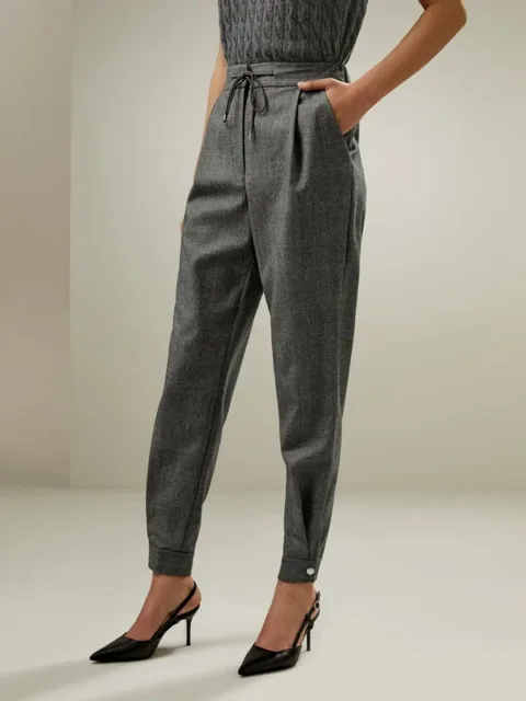 LILYSILK Pantalon Glen Check Laine Peignée Homme Ajustable Elégant Glen Plaid 48