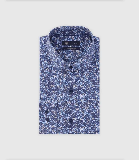 IZAC - Chemise avec fleurs bleue