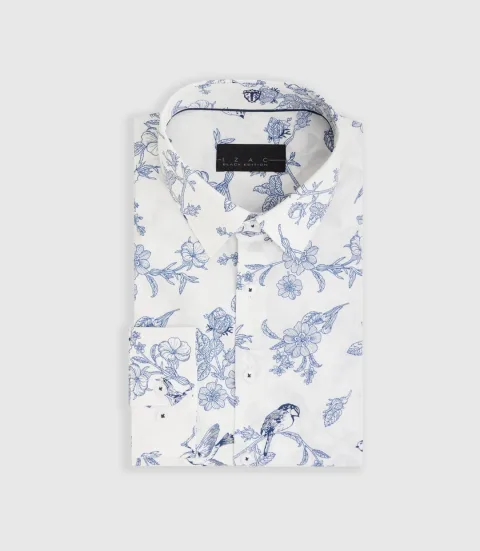 IZAC - Chemise à imprimé oiseaux blanche ''Maelo''
