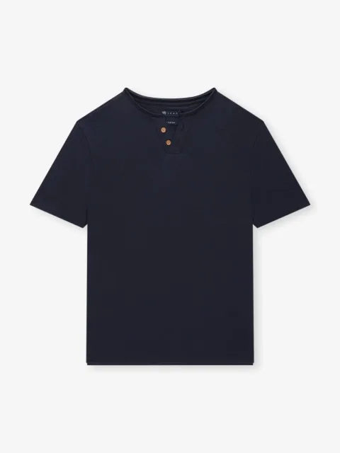 IZAC - T-shirt col tunisien marine