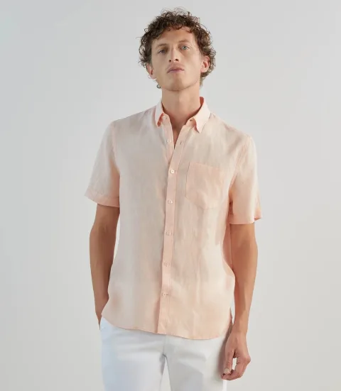 IZAC - Chemise 100% lin orange