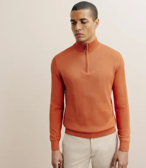 IZAC - Pull col montant camionneur orange foncé