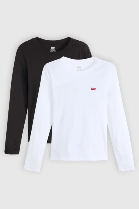 Levi's T Shirt Manche Longue Essential (lot De 2) - Femme - Multicolore / 2 Pack Tee White + & Anthracite Night - 2XS