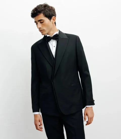 IZAC - Costume croisé double col noir