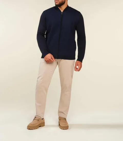 IZAC - Gilet zippé marine col teddy BAOBT