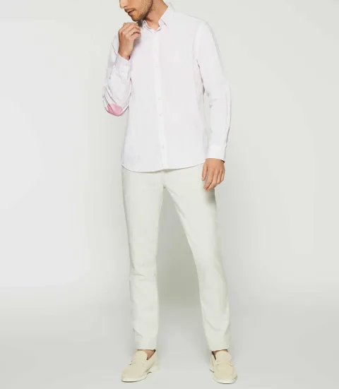 IZAC - Chemise regular à imprimé blanche et rose KELLY