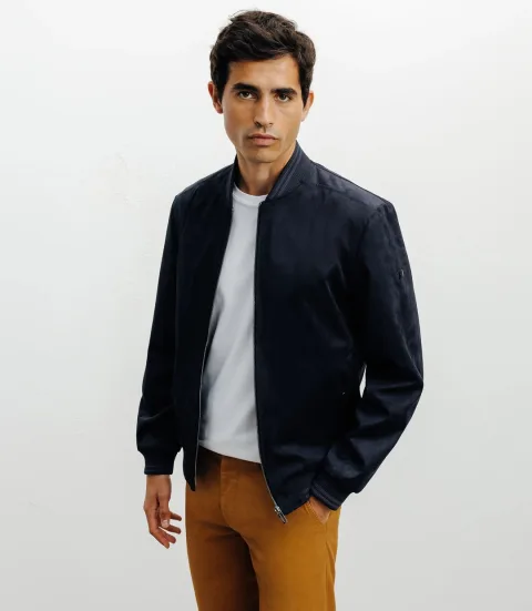 IZAC - Blouson col teddy marine