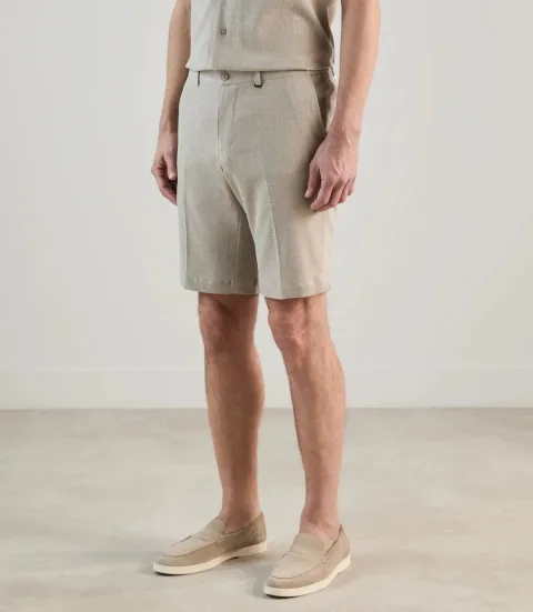 IZAC - Bermuda à taille élastiquée beige