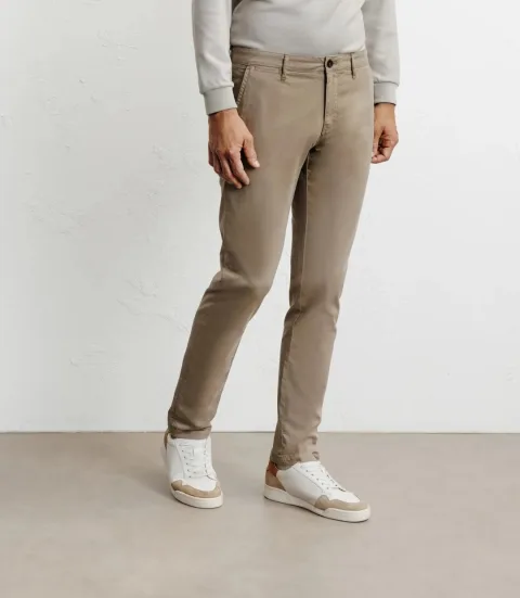 IZAC - Pantalon coton stretch taupe