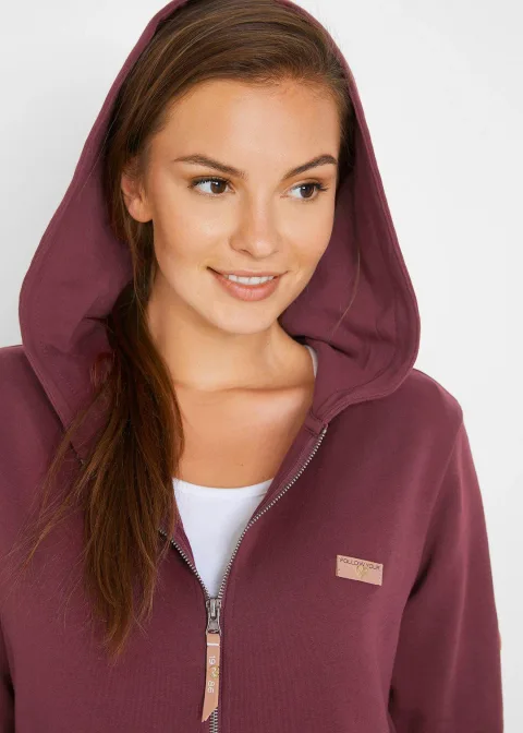 Sweat zippé à capuche, 100% coton