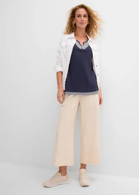 T-shirt coton style 2 en 1, manches courtes