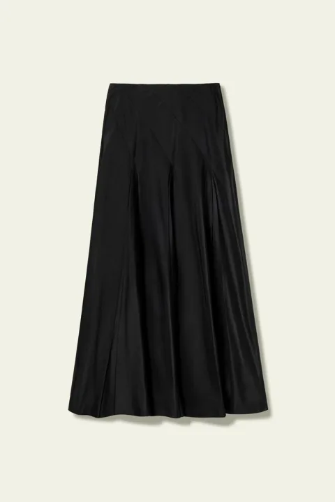 LILYSILK Jupe Cercle Mi-Haute Soie Taffetas Noir T.46 - Élégante et Fluide