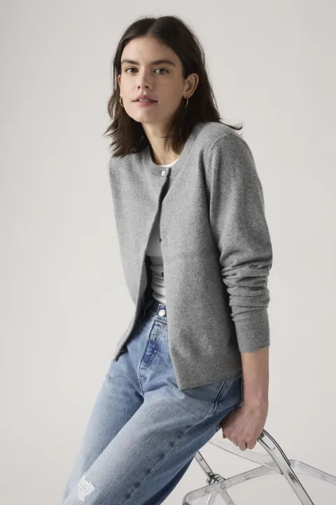 Levi's Cardigan Col Rond Supersoft - Femme - Neutral / Paris Stripe Curds Whey Triblend - XS