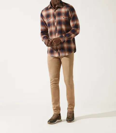IZAC - Chemise à carreaux camel JERICO
