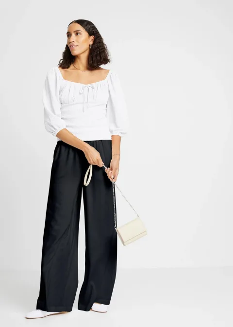 Pantalon fluide en viscose légèrement brillante