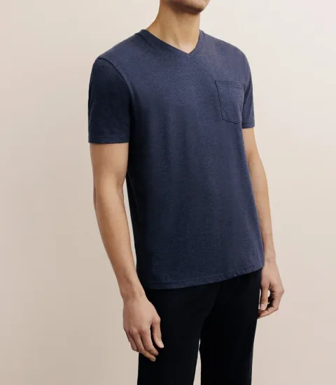 IZAC - T-shirt col V avec poche marine