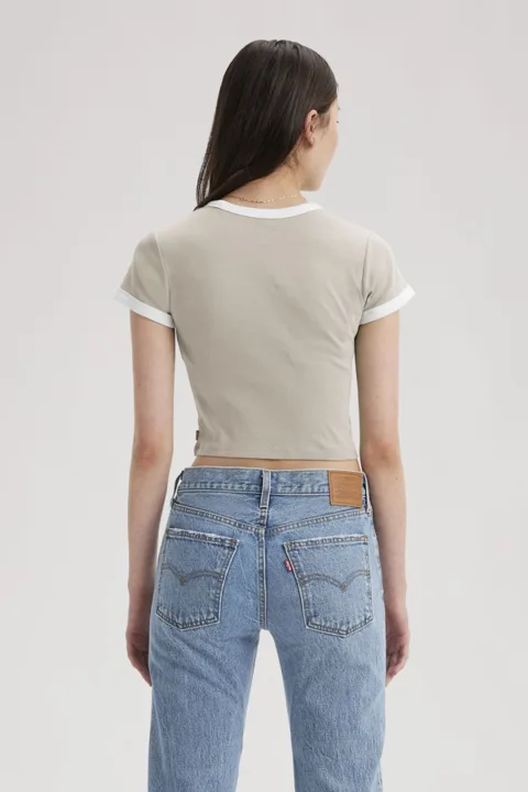 Levi's T Shirt Graphique Mini Ringer - Femme - Noir / Butterfly Pirate Black - XS