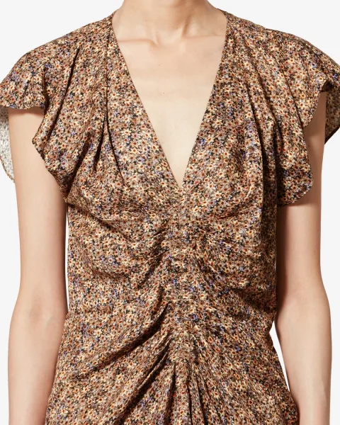 Robe Lyndsay En Soie - Femme - Ocre - Taille 44