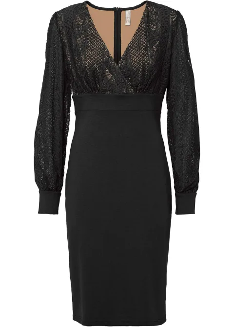 Robe midi près du corps rehaussée de dentelle