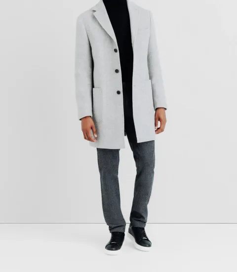 IZAC - Manteau en laine avec boutons gris