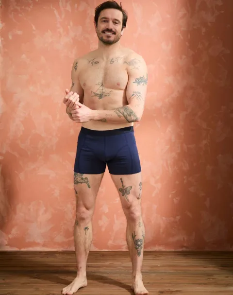 Boxer coton modal - Marine - Taille S - Lemahieu