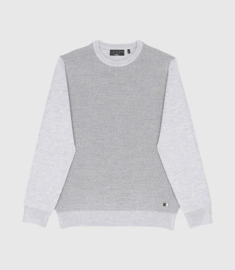 IZAC - Pull en laine mérinos gris BORIS
