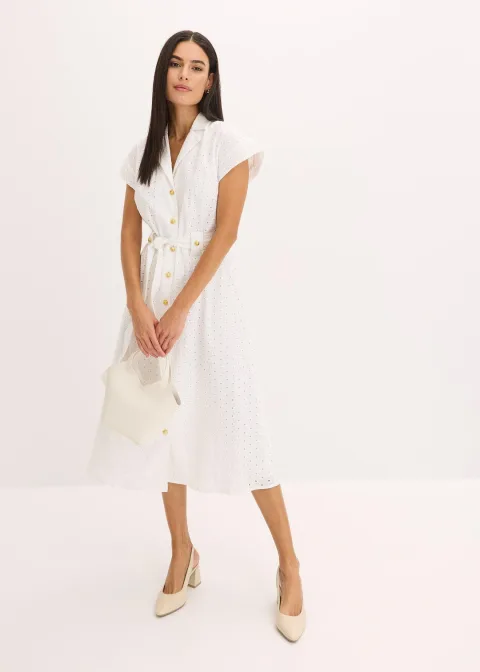 Robe-chemise en broderie anglaise